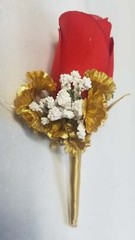 Red White Gold Rose Bridal Wedding Bouquet Accessories
