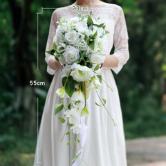 1pc Waterfall Bride Holding Flowers Wedding Photo Props Simulation Rose Bouquet