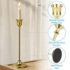 3PCS Candlestick Holders, Brass Gold Taper Candle Holders, Metal Vintage