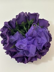 Artificial Flower Kissing Ball Purple Silk Rose Pomander for Wedding 1 Piece