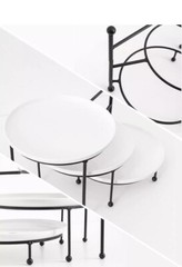 Kanwone 3 Tiered Serving Stand with White Porcelain Plates, 10 Inch,