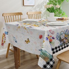 cusugbaso Spring Tablecloth 60×84 Inch 84″ x 60″ (Rectangular), Floral Vase