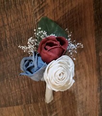 Burgundy Dusty Blue Bridal Bouquet Gray Sola Wood Rose Hydrangea Wedding Flowers