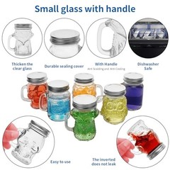 6 Pcs 4 oz Mini Mason Jar Mugs Mason Jar Mugs with Handles and Lids Small