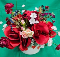 Red Roses White Flowers Valentine’s Day Love Bouquet Hand Crafted Made