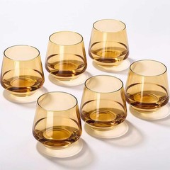 Amber Stemless Wine Glasses Set of 6-14oz Classic Design for Drinking, Amber …