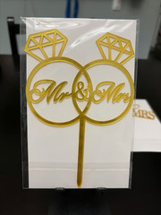 Set of 8 Gold Acrylic Wedding Cake Toppers Bridal Shower Anniversary New