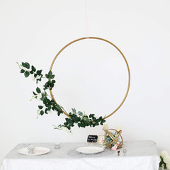 BalsaCircle 28-Inch Wide Gold Metal Round Hoop Hanging Wreath Ring – Party Weddi