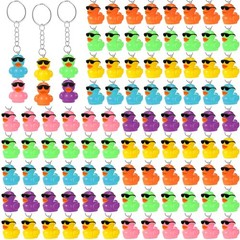 100 Pcs Mini Resin Duck Keychains Bulk Mini Sunglasses Resin Ducks Charms Pendan