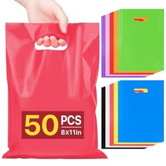 50 PCS Party Favor Gift Bags 8″x11″, Goodie 1 Count (Pack of 50) Multicolor