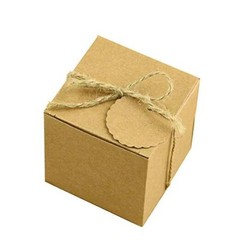 Kraft Paper Cube Favor Box Kit Candy Thank You Treat CubeCandyBox-Kraft-2X2