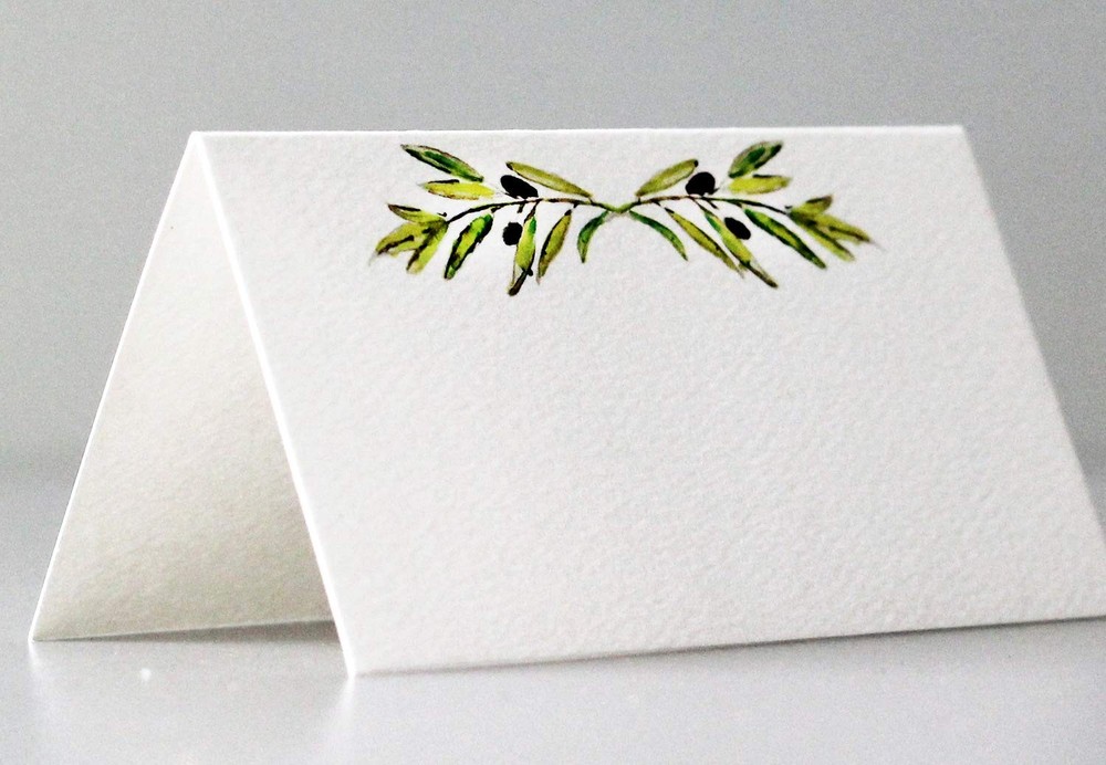 12 Pcs Place Cards Green Leafy Olive Branch Weddings Dinner Parties Table Tent