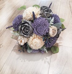Lavender Gray Bridal Bouquet Sola Wood Bridesmaid Natural Purple Wedding Flowers
