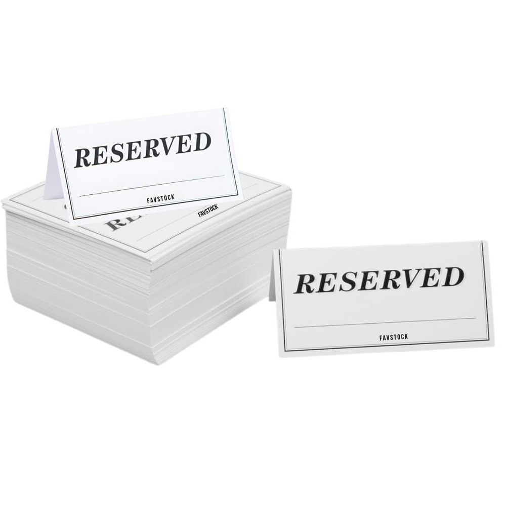 Pack of 250 Paper Reserved Table Signs – Elegant Double-Sided Tent Cards |