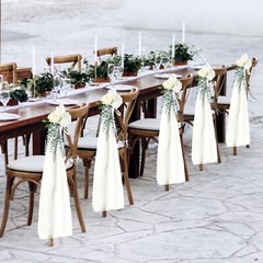 48 Set Wedding Aisle Decorations for Chair Wedding Ceremony Chiffon Pew Chair…
