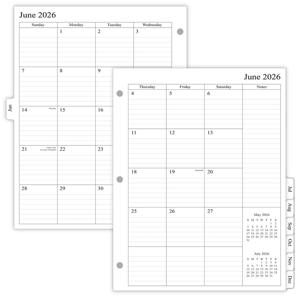 newestor 2026-2027 Monthly Planner Refill for 3 Ring Binder, Jun 2026 – Dec 2…