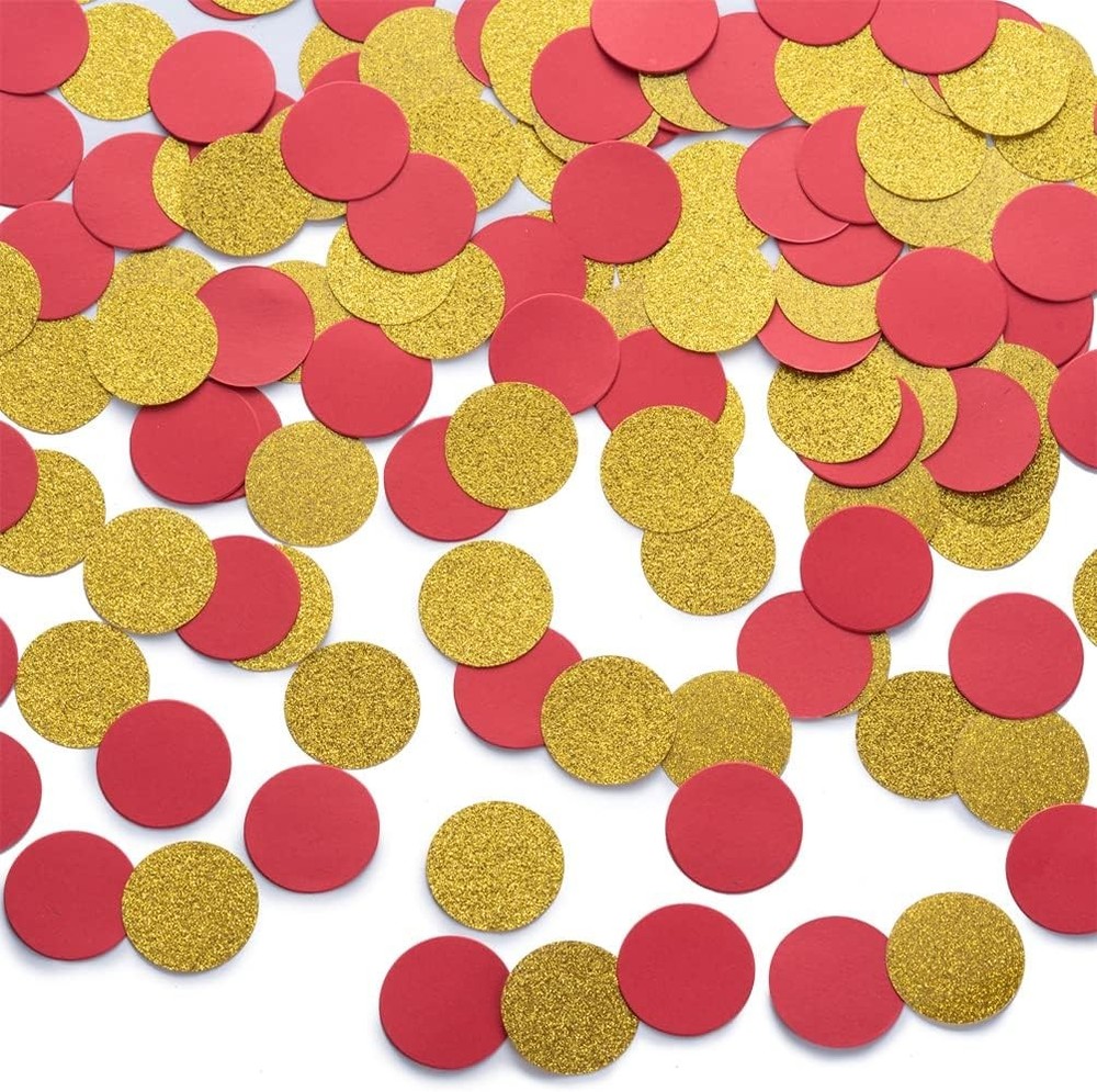 Gold and Red Confetti Table Decoration for Birthday Wedding Gold,red