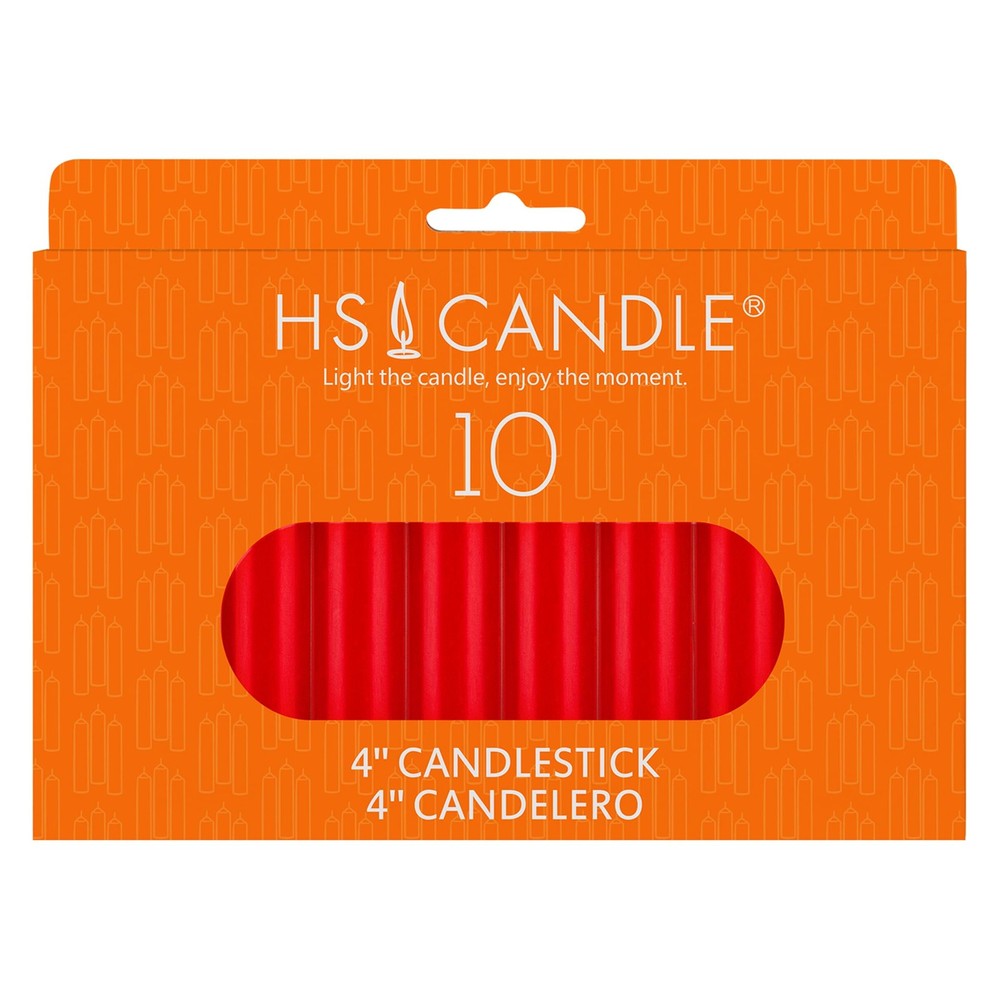HS Candle 10 pcs Unscented 4 Inch Red Taper Candles, Multi 4 inch,