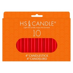 HS Candle 10 pcs Unscented 4 Inch Red Taper Candles, Multi 4 inch,