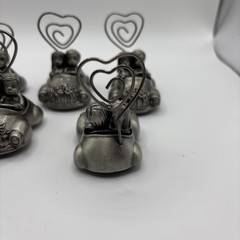 Just Married Pewter Place Card Holder Car Bride/Groom/Heart Wedding Set Of 7