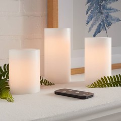 3pk 6″ x 3″ LED Flameless Black Wick Candles White – Threshold
