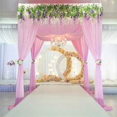 Wisfor 10Ft Metal Wedding Backdrop Stand Double Drape Party Stage Canopy Frame