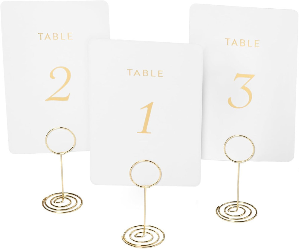Wedding Table Numbers 1-30 Gold Card Holders Set | Elegant Table Seating Signs f