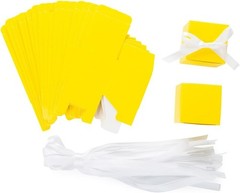 Versatile Yellow Candy Boxes in Bulk, 50 Pack with White Ribbon for Favors