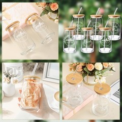 Layhit 10 Pcs Bridesmaid Gifts Proposal 16 Oz Classic, Clear
