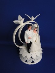 New Vintage Wilton Petite Double Rings Couple Wedding CakeTop, doves, 104-42420