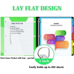 INFUN 1 Inch 3-Ring Telescoping Project Organizer Binder,13 Pocket, Customiza…