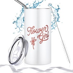 Yungyan Flower Girl Gift Cup Tumbler Water 12 Ounces, White
