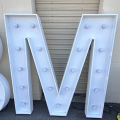 White Lighted Marquee Letter Set w/ # Sign – M B A F Letters