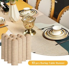 Breling 10 Pack Burlap Table Runners, 12 x 71 Inch Rustic Jute Table Runner R…