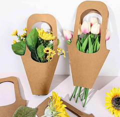 50 Pack Kraft Paper Flower Bouquet Holders – Cardboard Floral Wrap Cones, DIY Bo