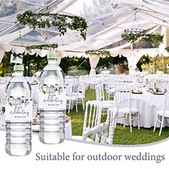 Wedding Water Bottle Labels Thank You, 50 Pcs Greenery Plant Water Bottle