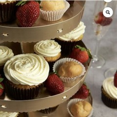 CUPCAKE Stand Tower Display Gold 12″ x 12″ x 10.5″ Wedding Party 24 Treats