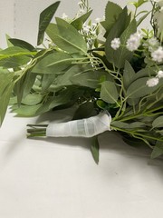 Wedding Bridal Bouquet Hand held White Silk Flowers Peonies Cascading NEW