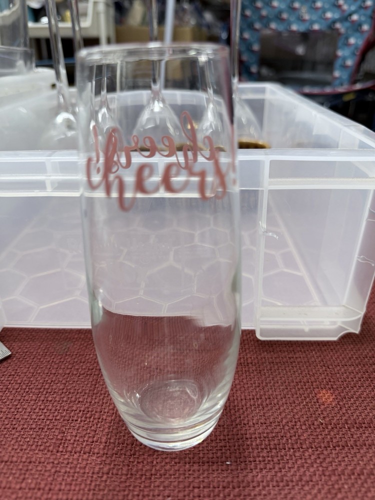 “Cheers” Cristar Champagne Clear Glass Flute Glass 9.6oz