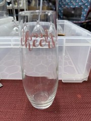 “Cheers” Cristar Champagne Clear Glass Flute Glass 9.6oz