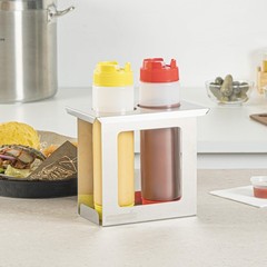 Restaurantware Stainless Steel Squeeze Bottle Holder – 1 Case – 7.01 x 4.49 x 6.
