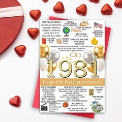 45th Anniversary Card for Men Women, Unique Gifts Idea for 45 Years Wedding A…