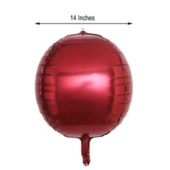 2 BURGUNDY 14″ wide 4D Orbz Round Mylar Foil Balloons Wedding Party Supplies