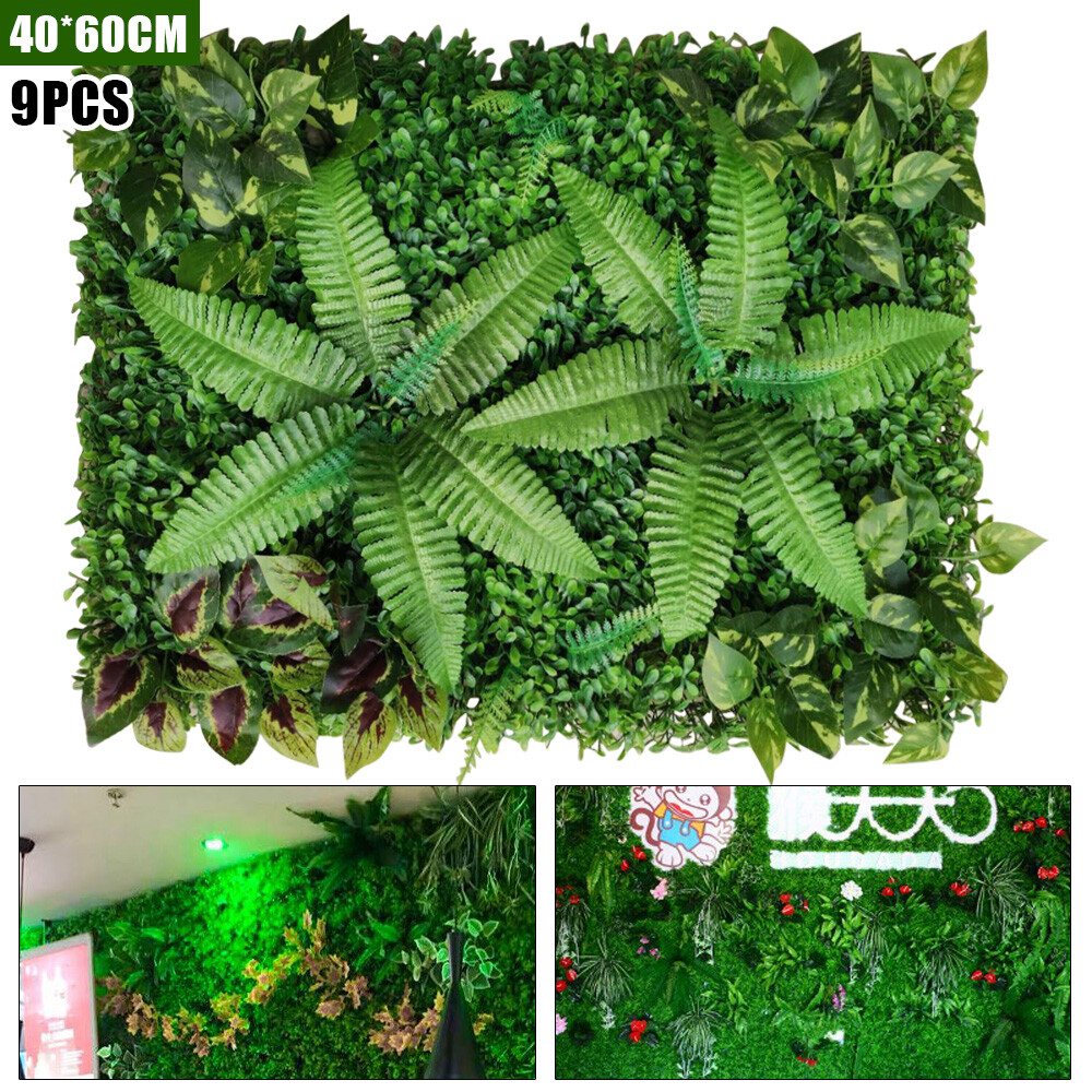 9pcs Artificial Plant Wall Panel Grass Hedge Vertical Garden Backdrop Decoration