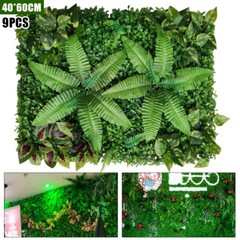 9pcs Artificial Plant Wall Panel Grass Hedge Vertical Garden Backdrop Decoration