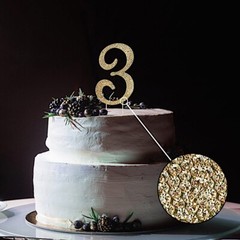 4.5″ GOLD Number 3 Rhinestone Cake Topper Wedding Cupcake Dessert Dessert Events