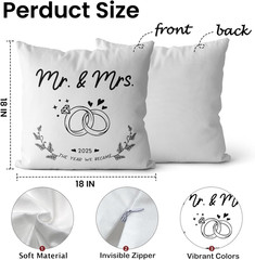 Mr and Mrs Wedding Gifts Pillow Covers 18×18, Wedding Gifts for Couples 2025 New