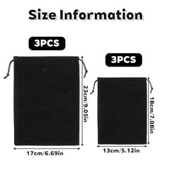 TIESOME 6 PCS Black Velvet Jewelry Pouches, 2 Sizes 5×7 & 6×9 inch Velvet Bags