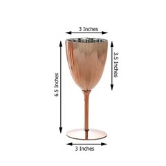 6 pcs Blush Premium Metallic Plastic 8 oz Wine Glasses Party Events Disposable
