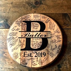 Bourbon Barrel Head, Wedding Guest Book, Custom Rustic Wedding Sign